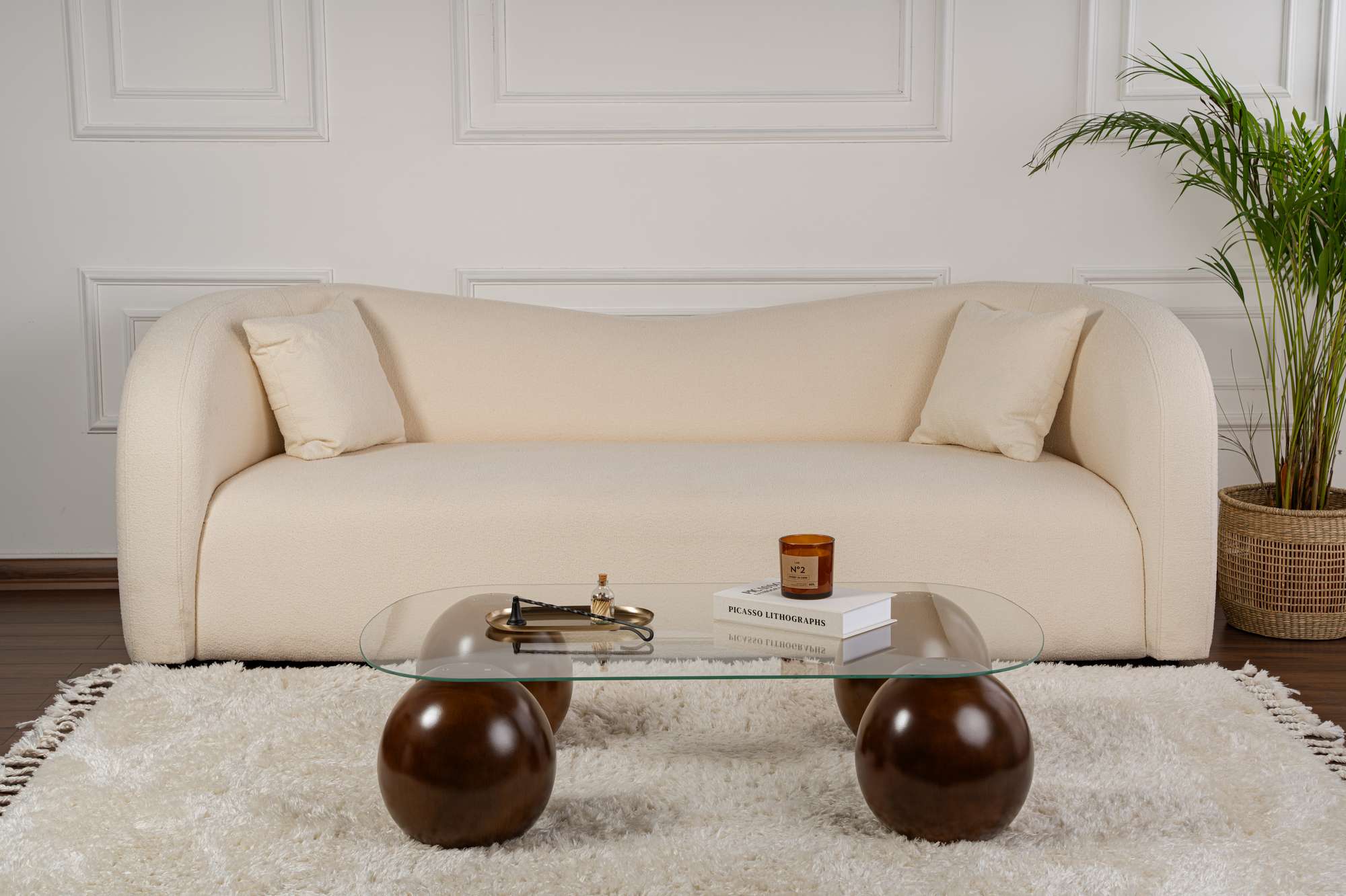 Coffee Table Ravento - Tempered Glass Tabletop with Rounded Corners