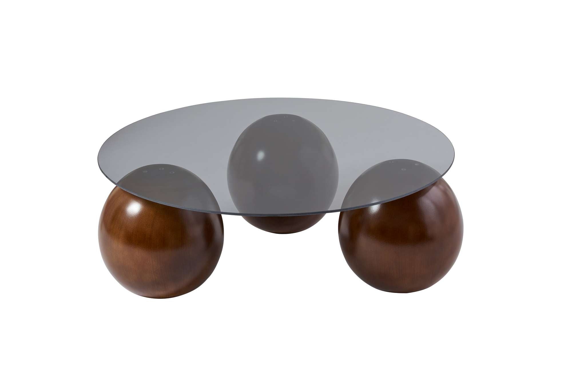 Coffee Table Morento - with Round, Tempered Glass Tabletop
