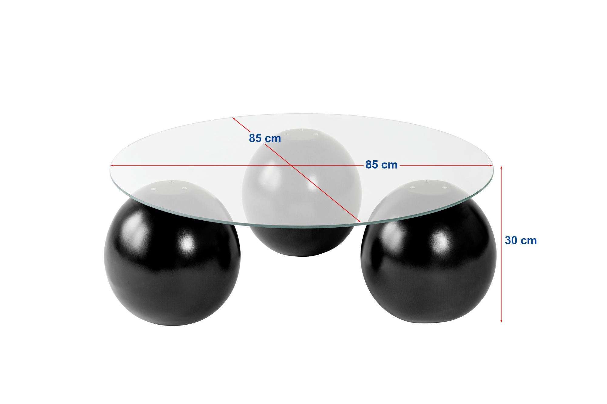 Coffee Table Morento - with Round, Tempered Glass Tabletop