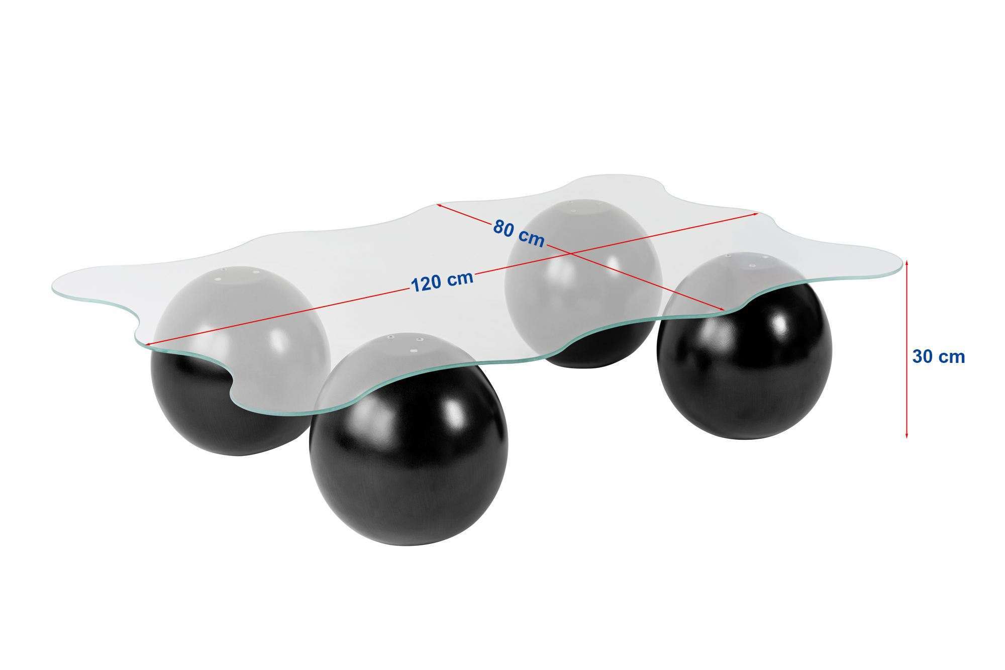 Coffee Table Trevano - Tempered Glass Tabletop with Wave Silhouette