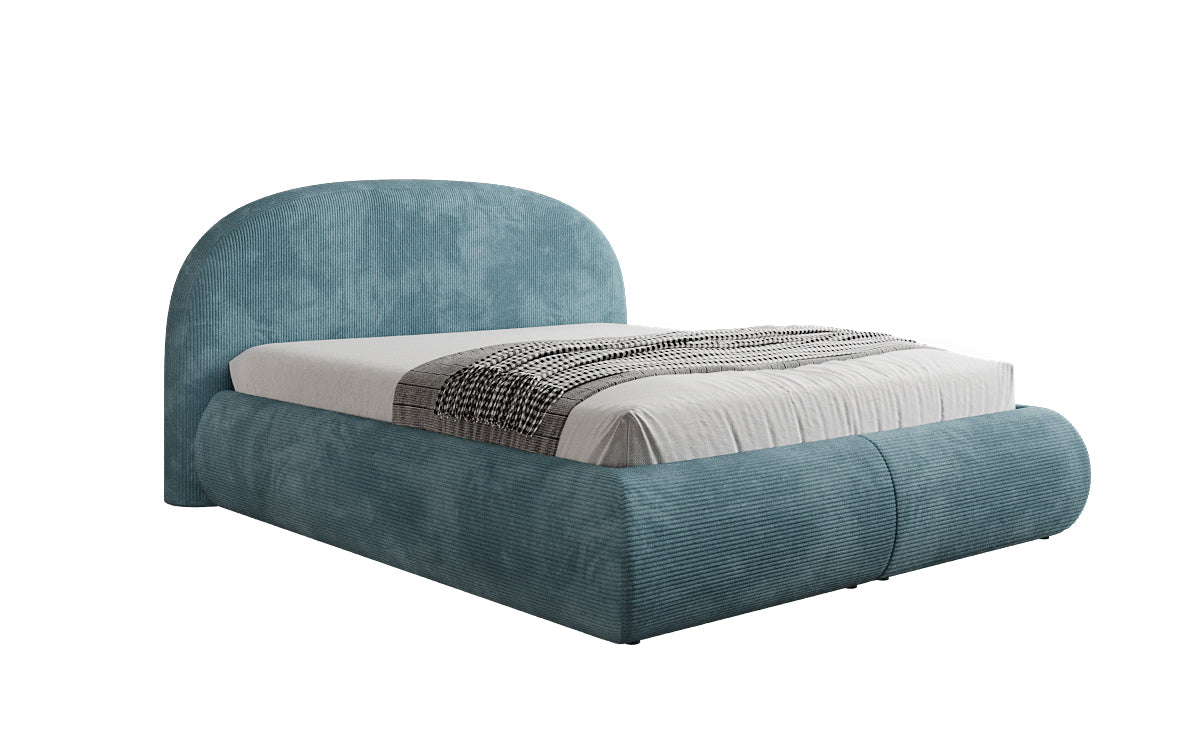 Designer upholstered bed Loop in Corduroy with storage space