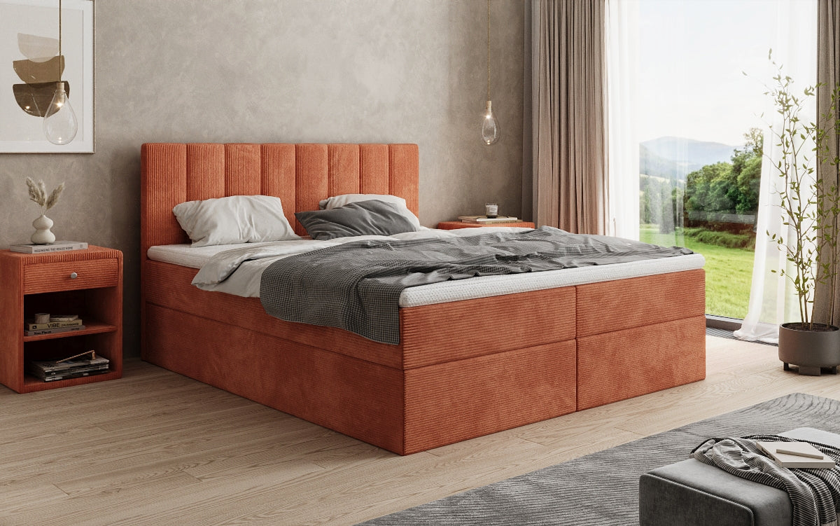 Sofia box spring bed in Corduroy with storage