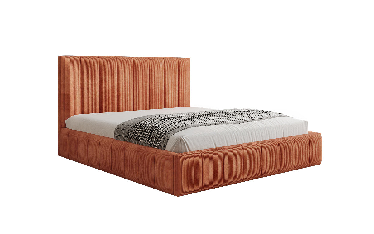 Designer upholstered bed Maja in Corduroy with storage
