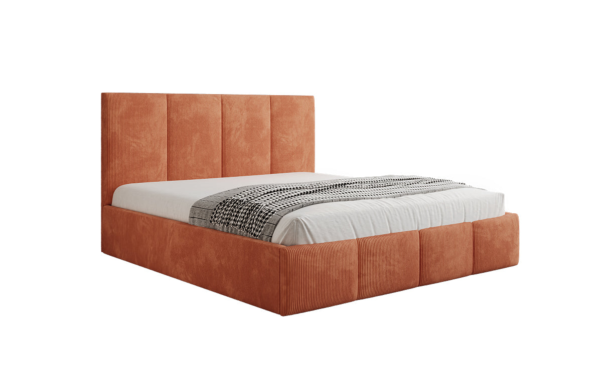 Designer upholstered bed Mina in Corduroy with storage space