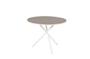 Garden table Malari - a round dining table with Aintwood tabletop and a metal frame