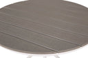 Garden table Malari - a round dining table with Aintwood tabletop and a metal frame