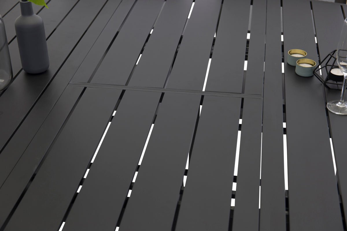 Garden table Savina - round, black table with extendable function