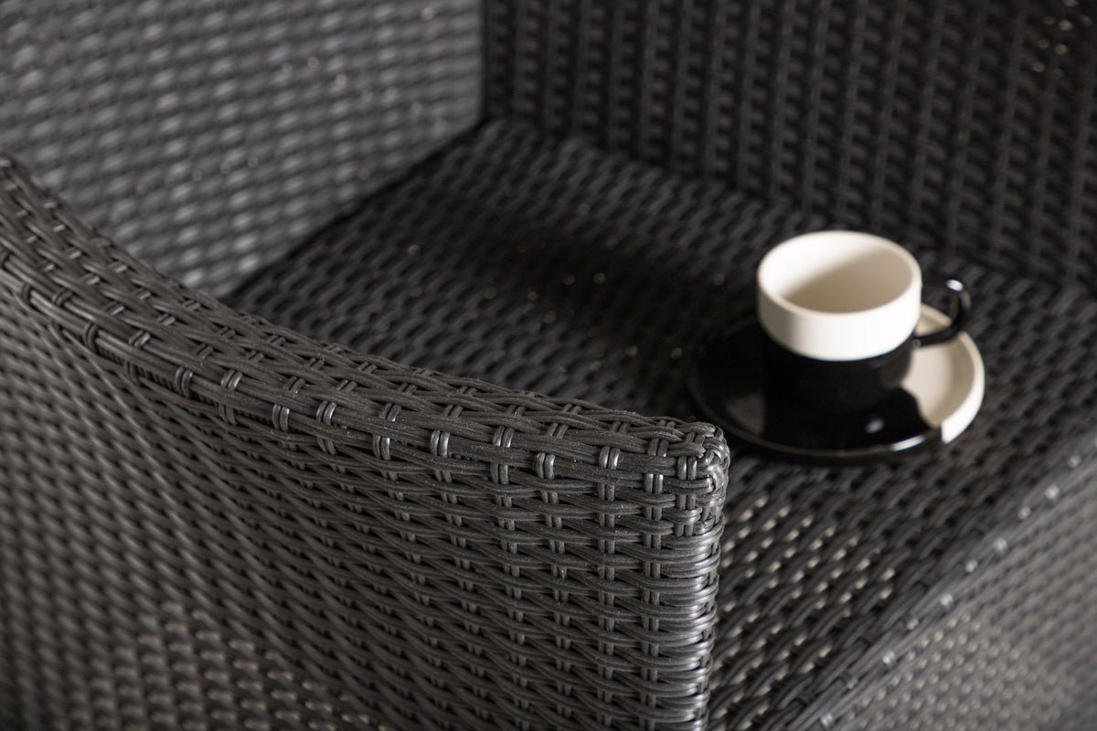 2-piece set - Garden chair Caro made of rattan in Black