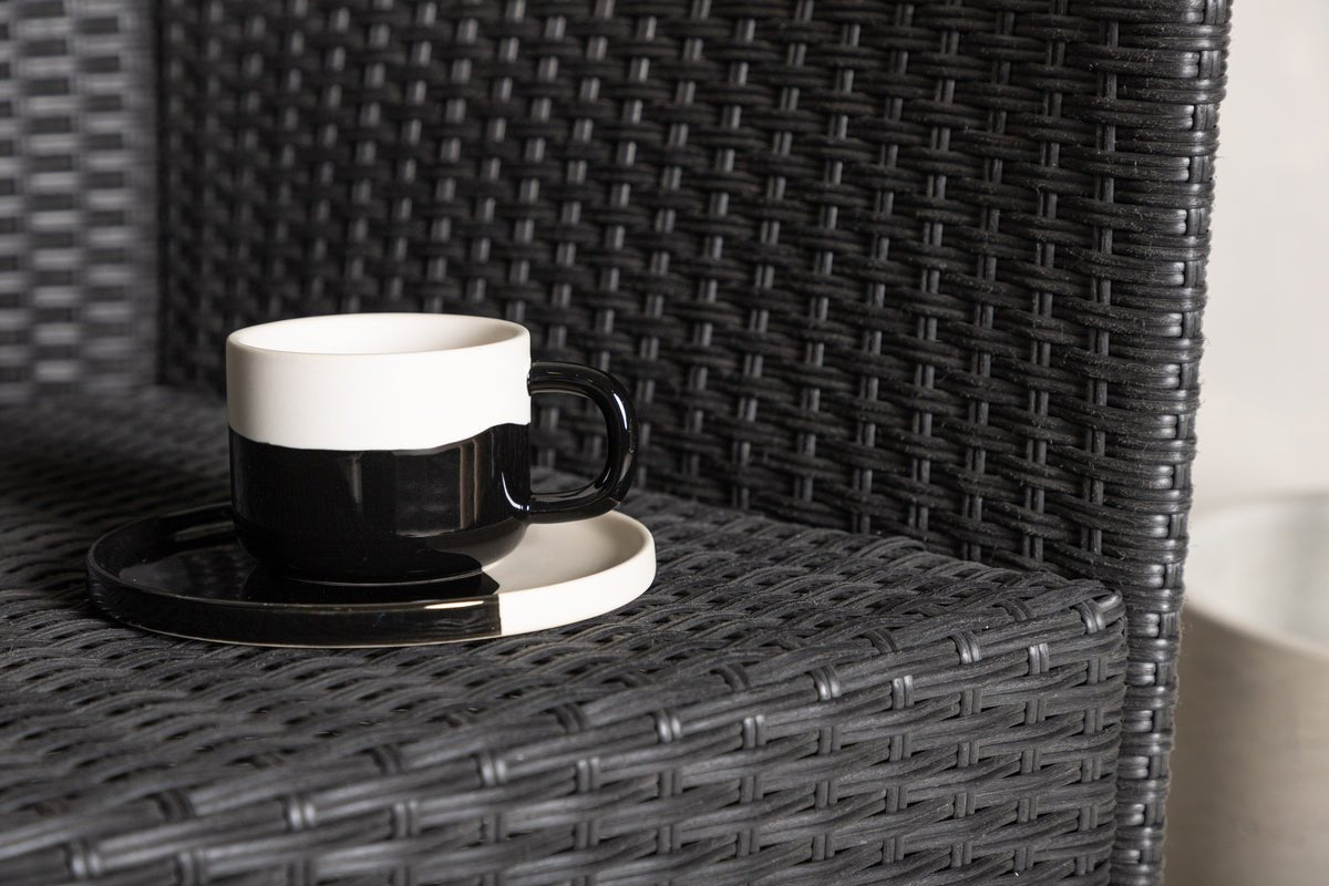 2-piece set - Garden chair Caro made of rattan in Black