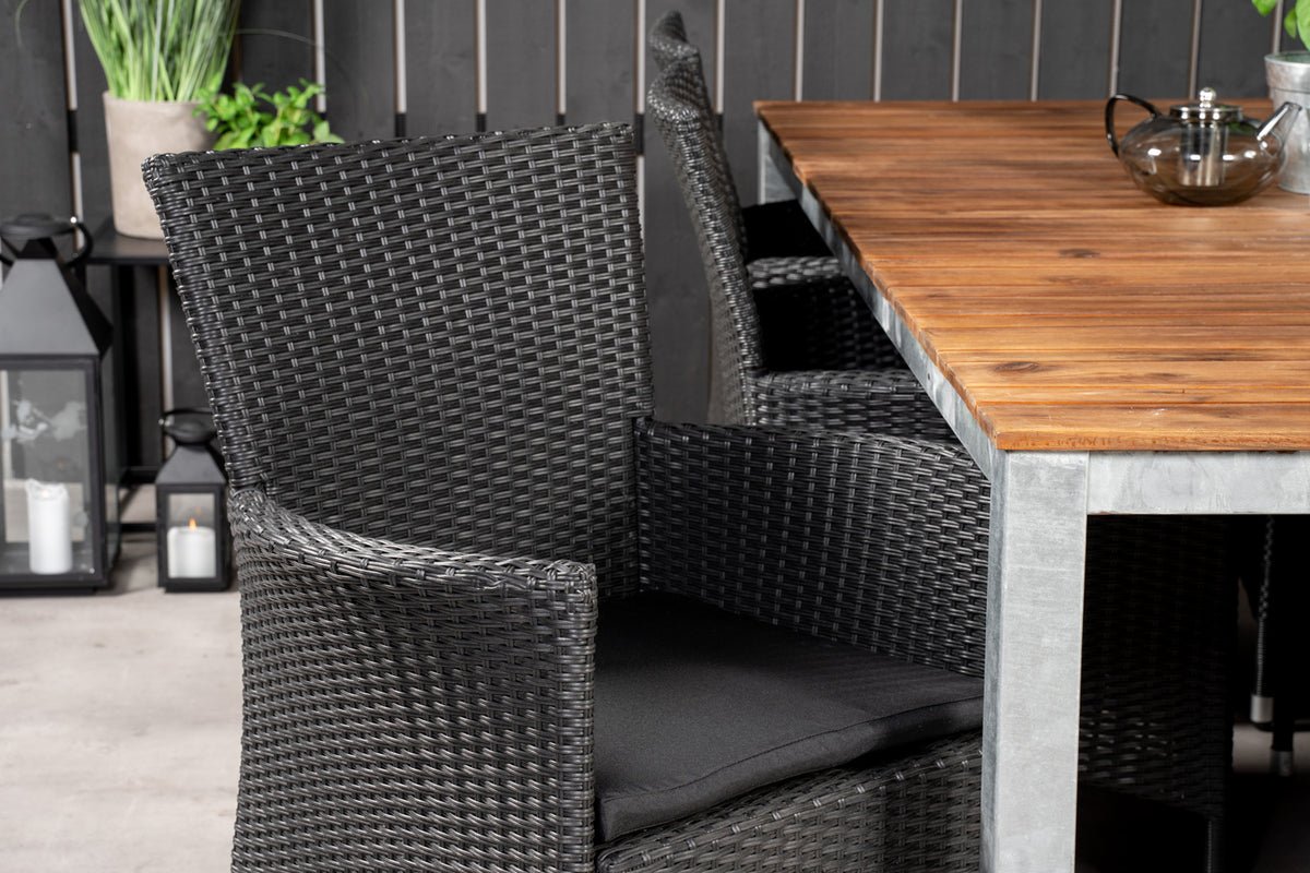 2-piece set - Garden chair Caro made of rattan in Black