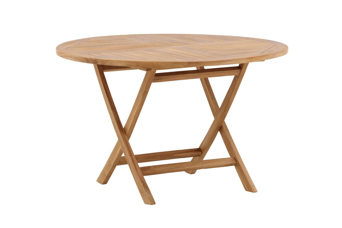 Garden table Oraya - a round dining table made of teak wood
