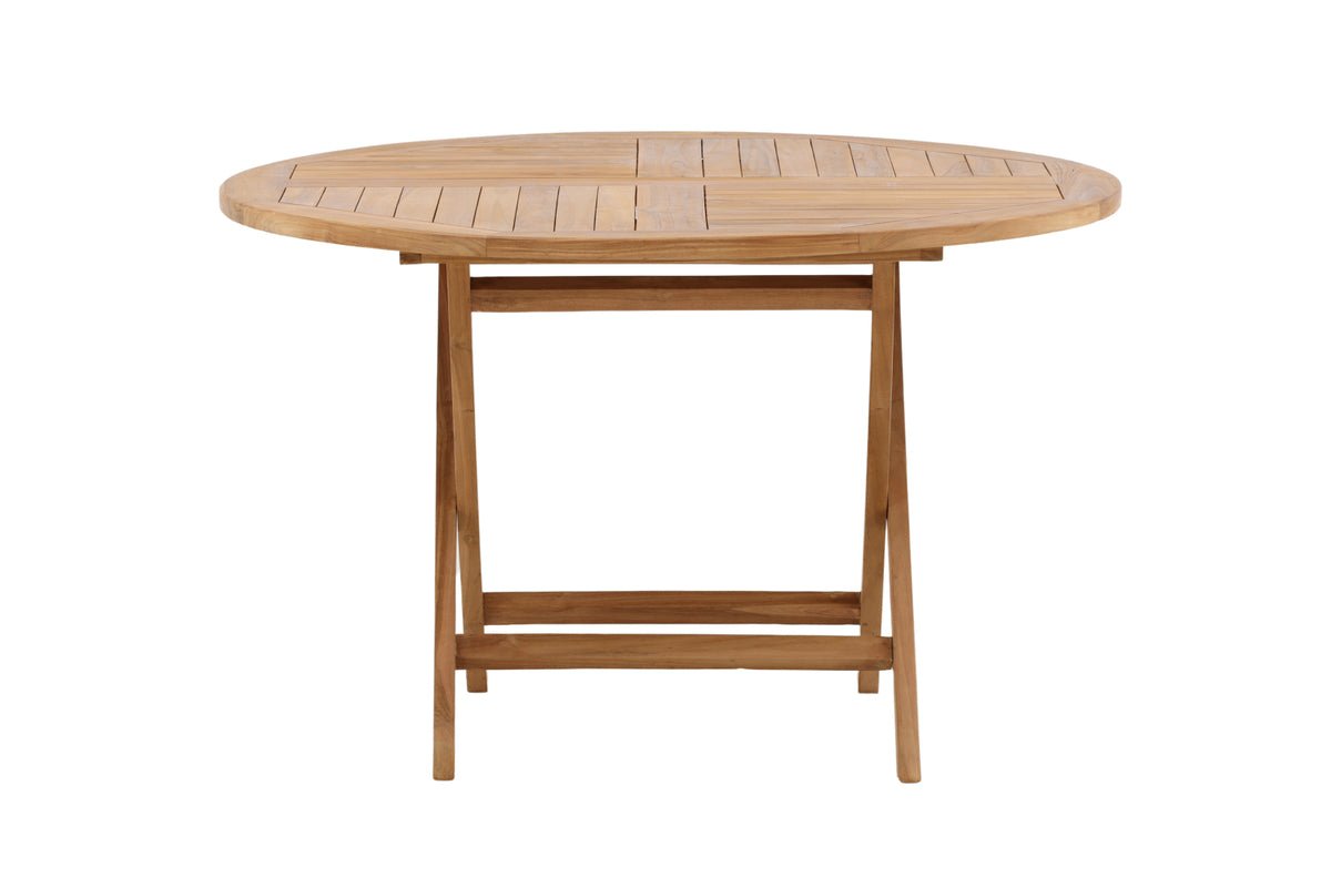 Garden table Oraya - a round dining table made of teak wood