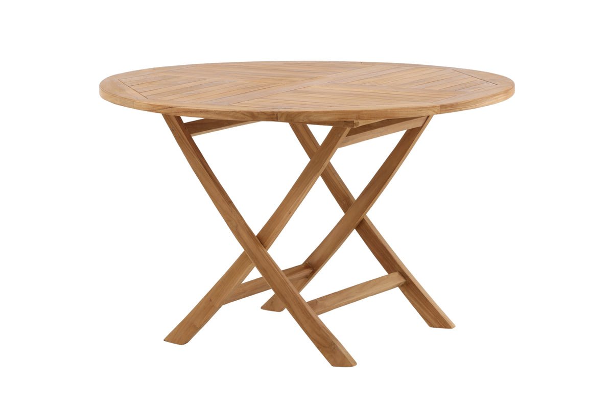 Garden table Oraya - a round dining table made of teak wood