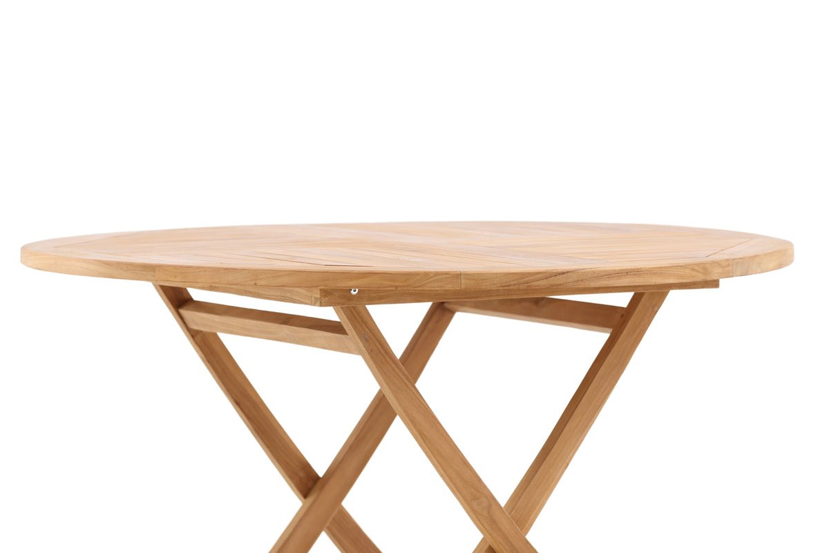 Garden table Oraya - a round dining table made of teak wood