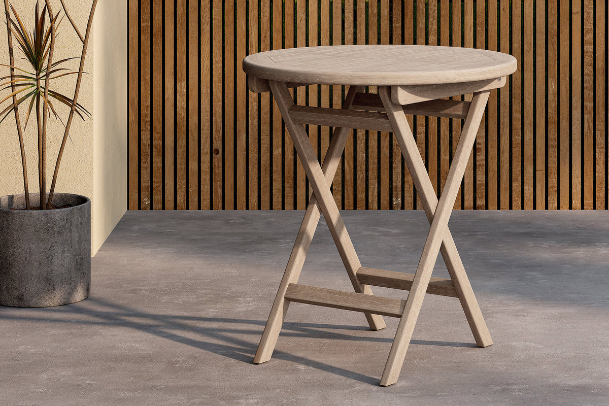 Coffee table Greek - Ø70 made of teak wood in White