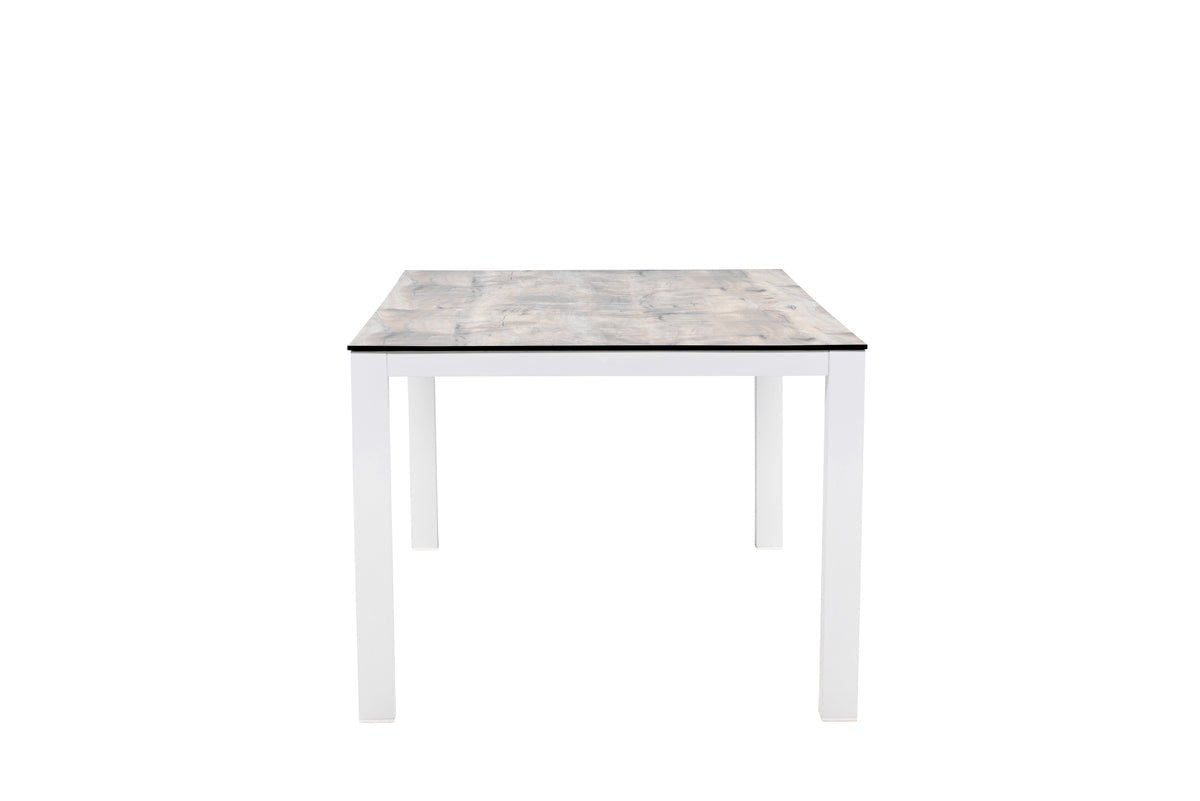 Garden table Kisiwa - a white gray rectangular dining table