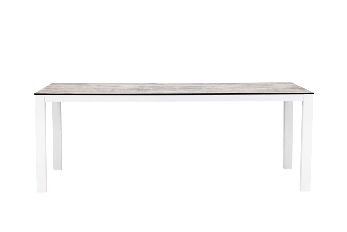 Garden table Kisiwa - a white gray rectangular dining table