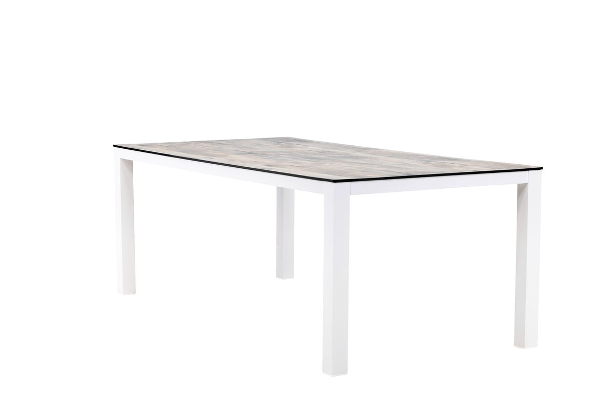 Garden table Kisiwa - a white gray rectangular dining table