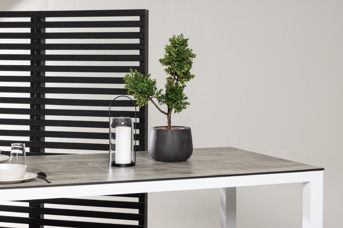 Garden table Kisiwa - a white gray rectangular dining table