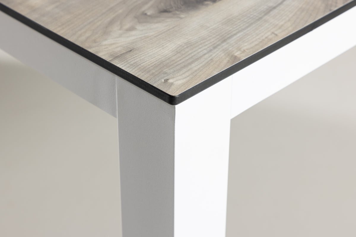 Garden table Kisiwa - a white gray rectangular dining table