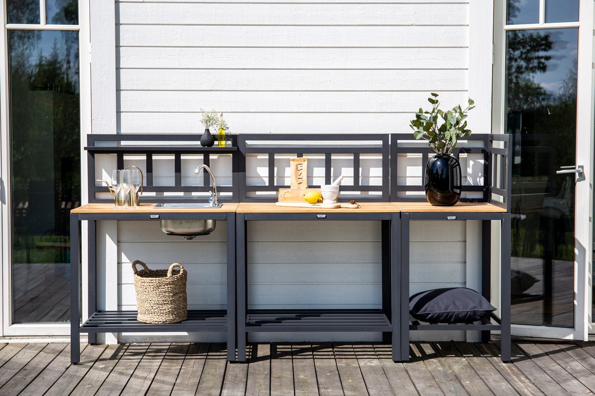 Garden Outdoor Table Baling – Weatherproof Teak & Aluminum for Outdoor Kitchens