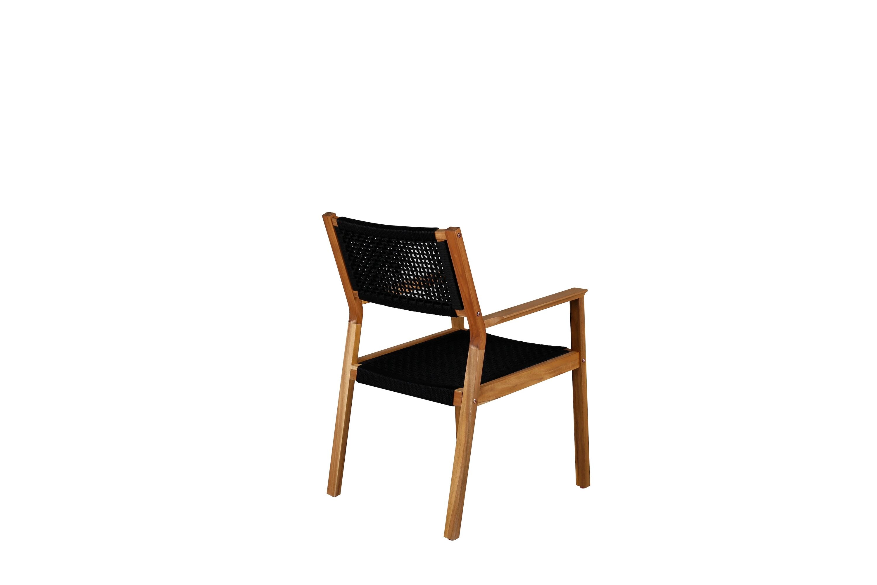 2-piece Set Garden Chair Mana - made of Acacia Wood with Black Seat and Backrest