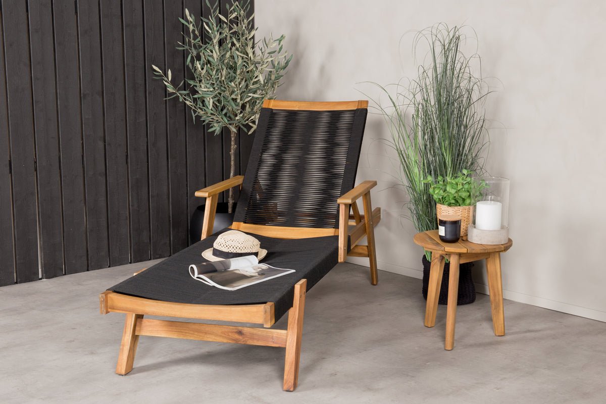 Garden Sun Lounger Ferano - Adjustable Made of Acacia Wood & Polyester Rope