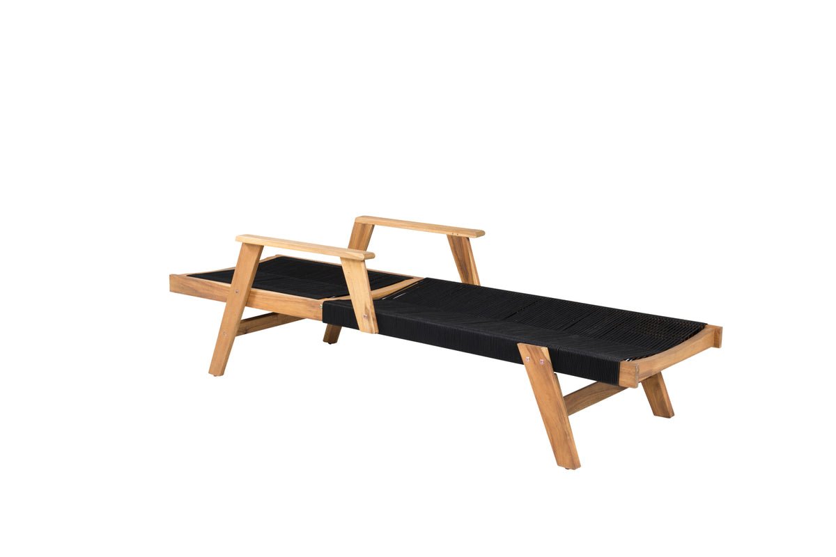 Garden Sun Lounger Ferano - Adjustable Made of Acacia Wood & Polyester Rope