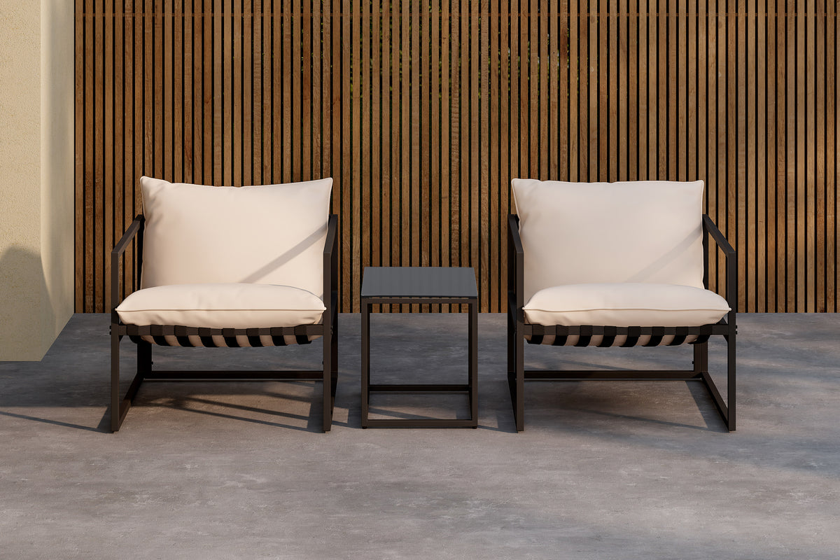 Garden Lounge Set Naomi – with Glass Table & Weatherproof Cushions