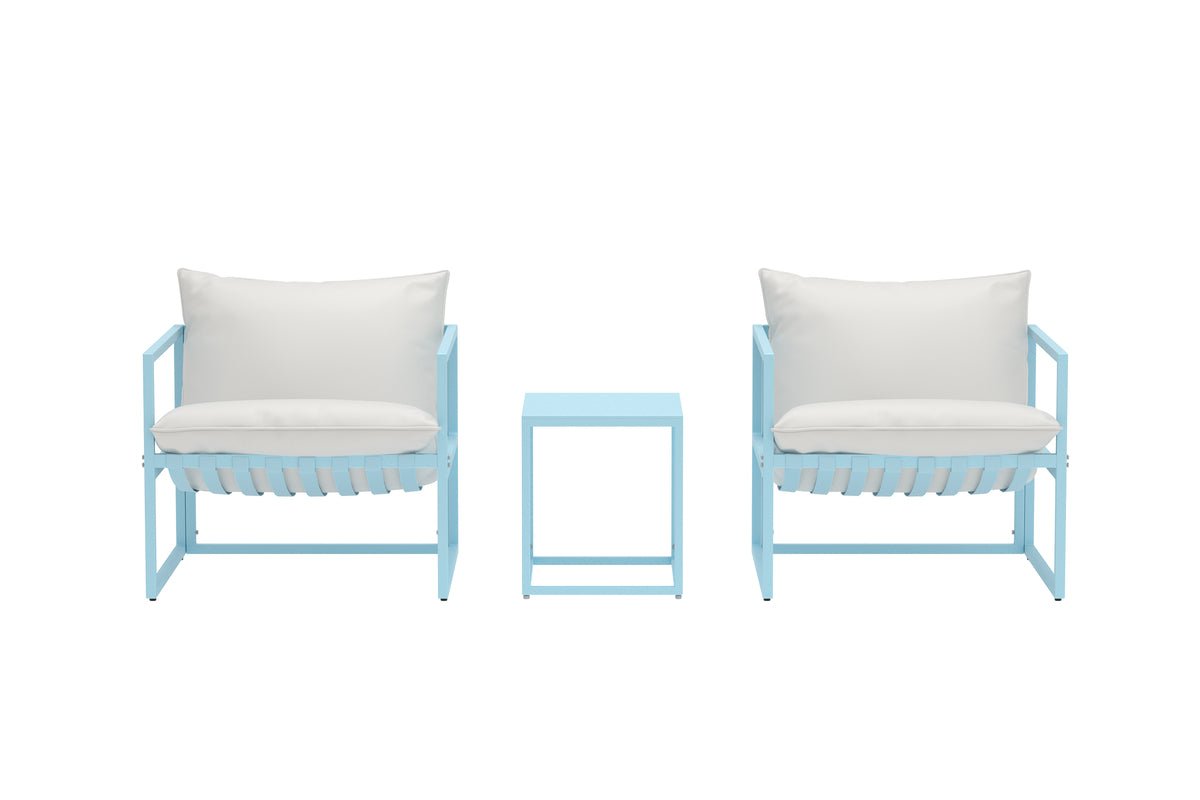 Garden Lounge Set Vero – 3-piece Set in Light Blue including Cushions