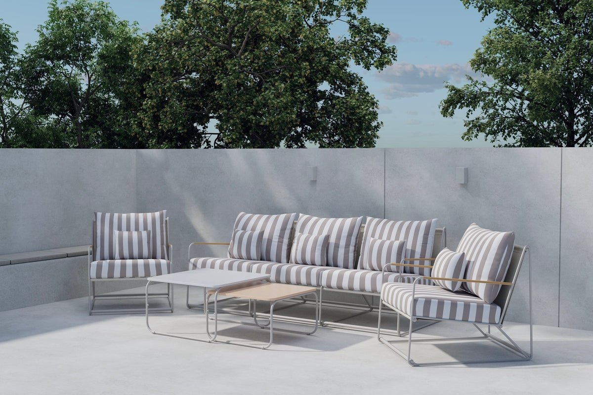 Garden Lounge Set Karo – 5-piece Set with Beige-Striped Cushions