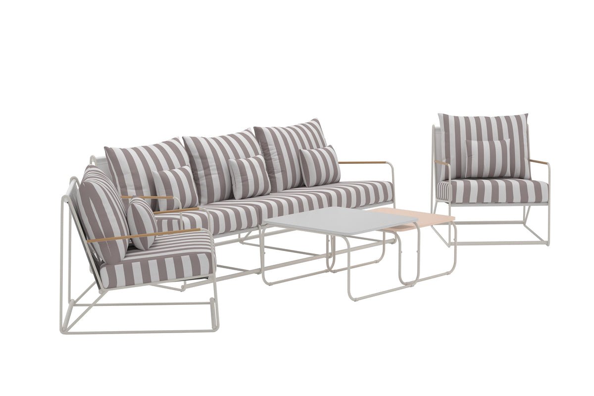 Garden Lounge Set Karo – 5-piece Set with Beige-Striped Cushions