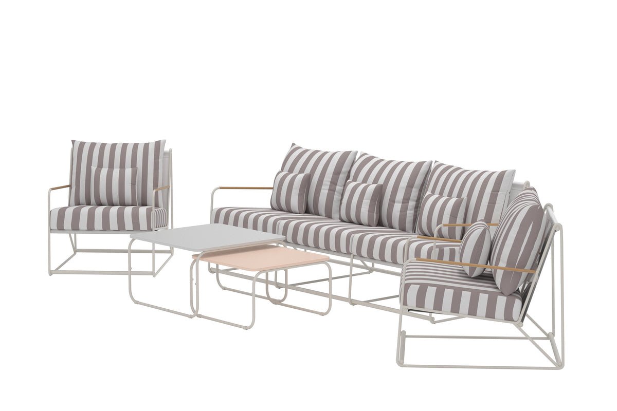 Garden Lounge Set Karo – 5-piece Set with Beige-Striped Cushions