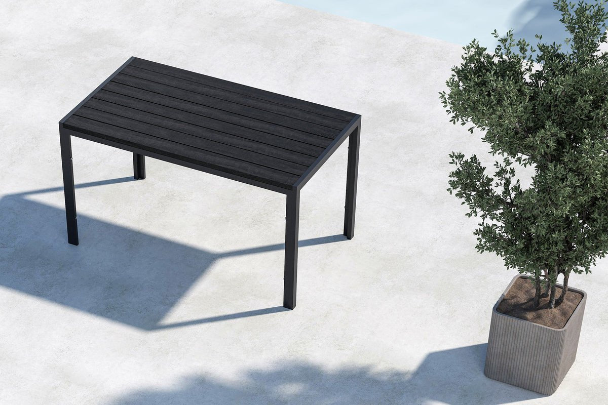 Garden Dining Table Siena - 140x80 cm made of Aluminum and Polywood in Beige or Black