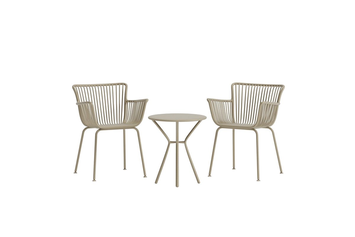 Garden lounge set Aida – 2-piece set in Beige with round table & chairs
