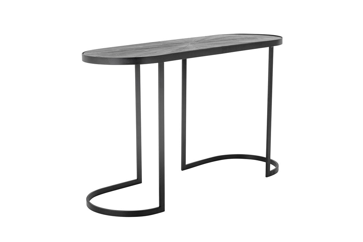 Console Table Elvo – Black Metal Design with Oval Tabletop