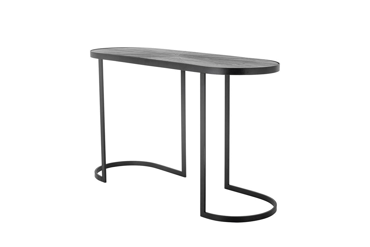 Console Table Elvo – Black Metal Design with Oval Tabletop