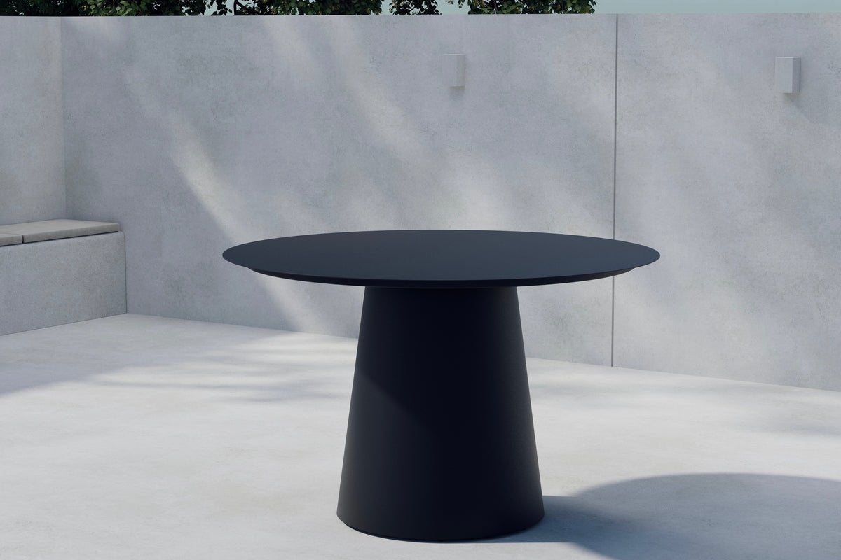 Garden Dining Table Solea - Ø 120cm made of Aluminum in Black or Beige