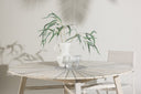 Garden Table Tovaro - Round Garden Table in White Made of Acacia
