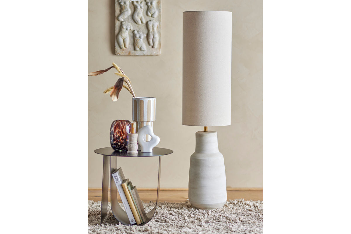 Floor Lamp Tengen – Stoneware with Fabric Shade