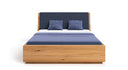 Designer wooden bed Cassian made of solid oak with storage space
