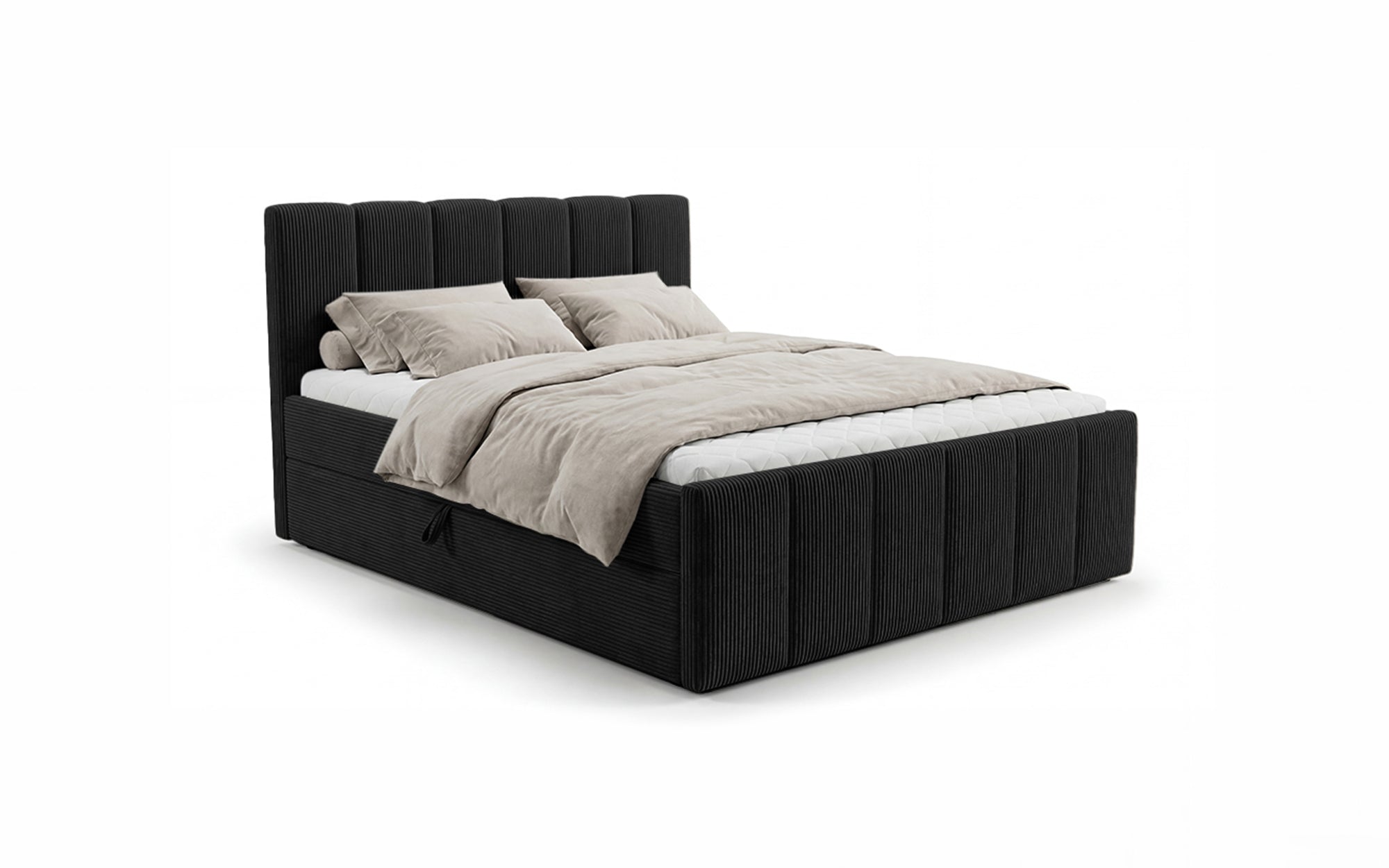 Siena box spring bed with lift-up storage in Corduroy