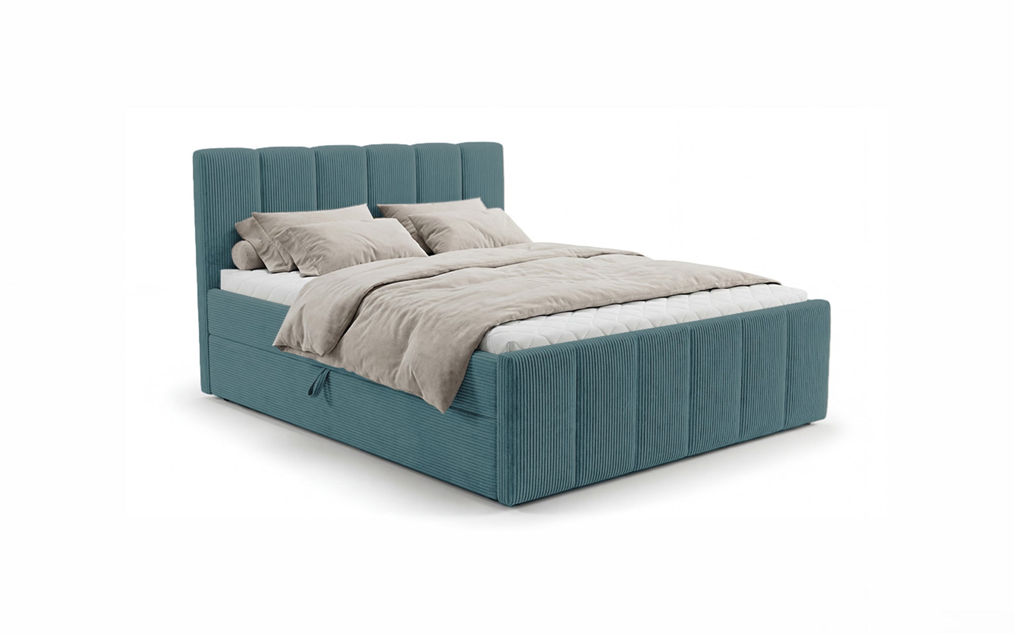 Siena box spring bed with lift-up storage in Corduroy