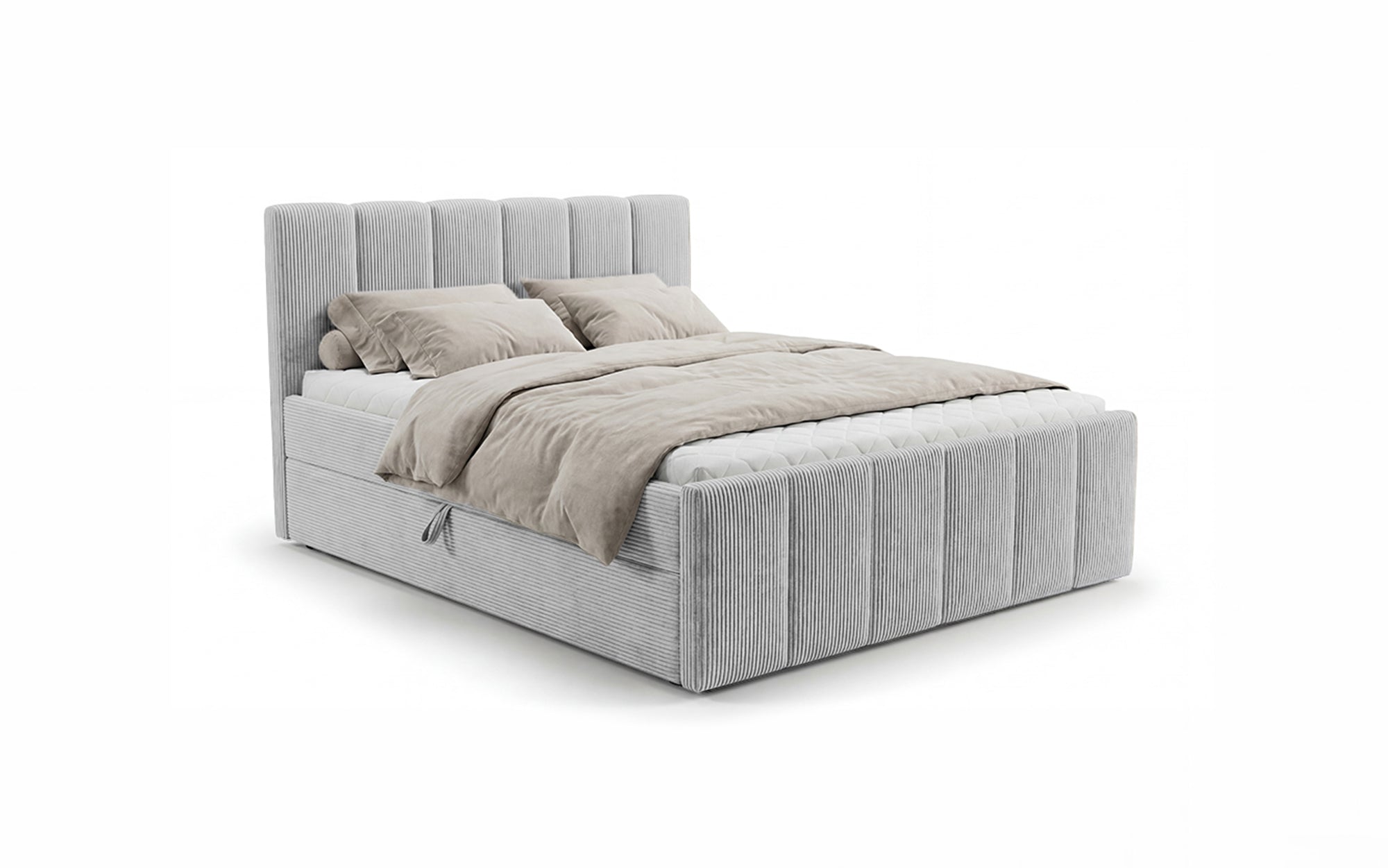Siena box spring bed with lift-up storage in Corduroy