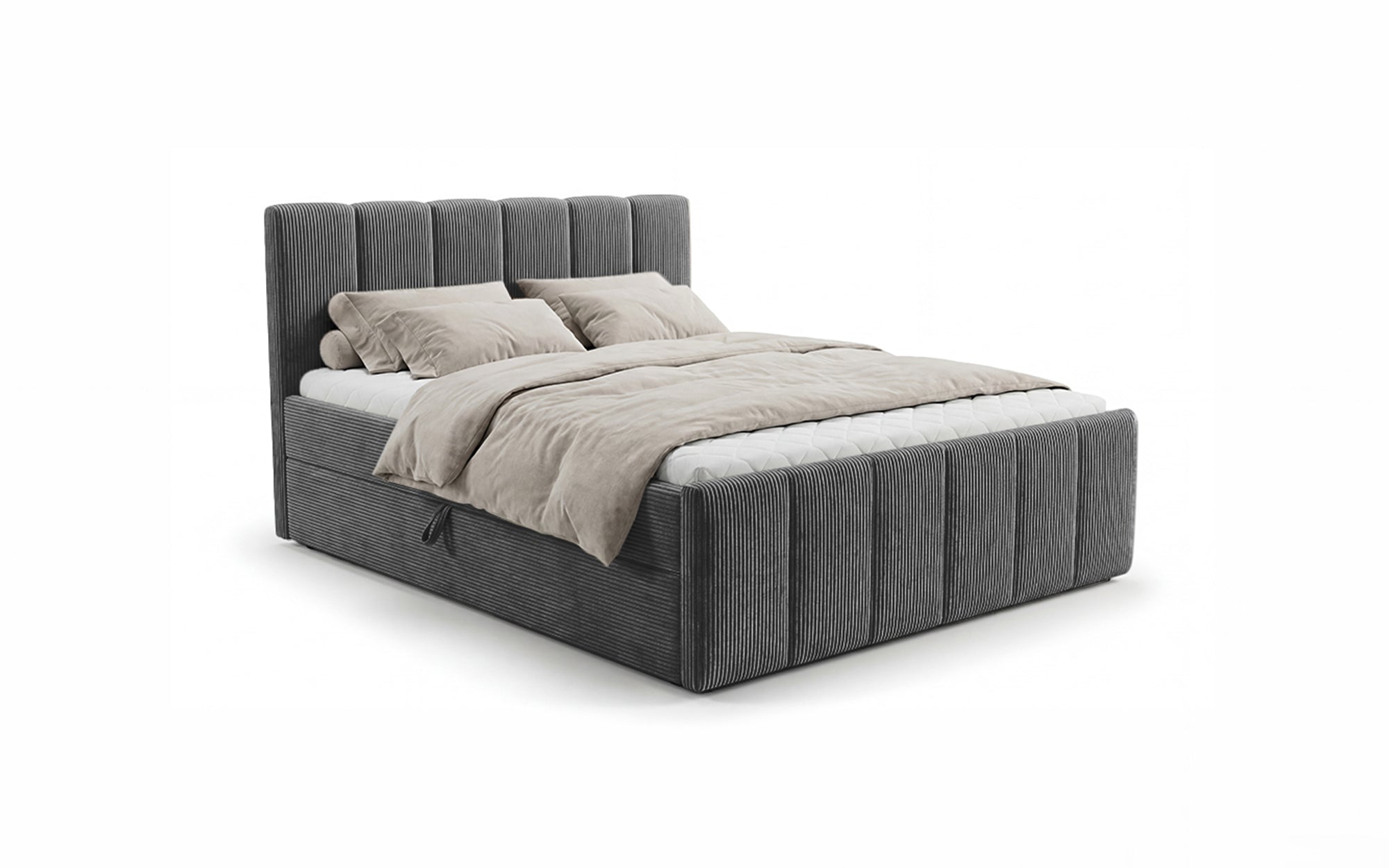 Siena box spring bed with lift-up storage in Corduroy