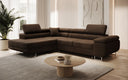 Designer Ecksofa Aston mit Schlaf- und Klappfunktion aus Bouclé
