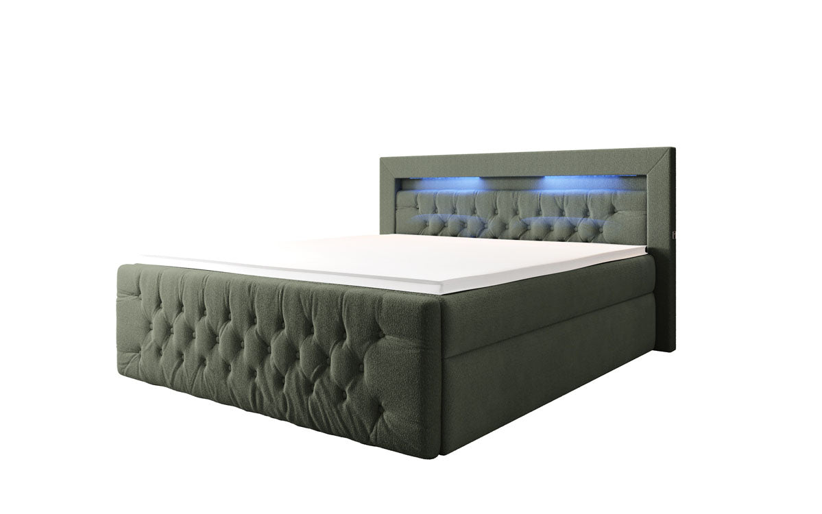 Boxspringbett Menzogna Bouclé mit LED und Stauraum (2 Schubladen)