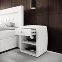 Designer bedside table Lilly with USB port in Bouclé
