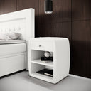 Designer bedside table Lilly with USB port in Bouclé