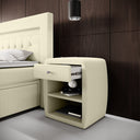 Designer bedside table Lilly with USB port in Bouclé